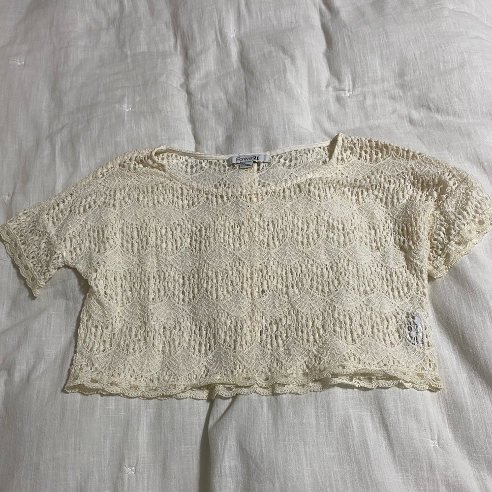White lace crop top